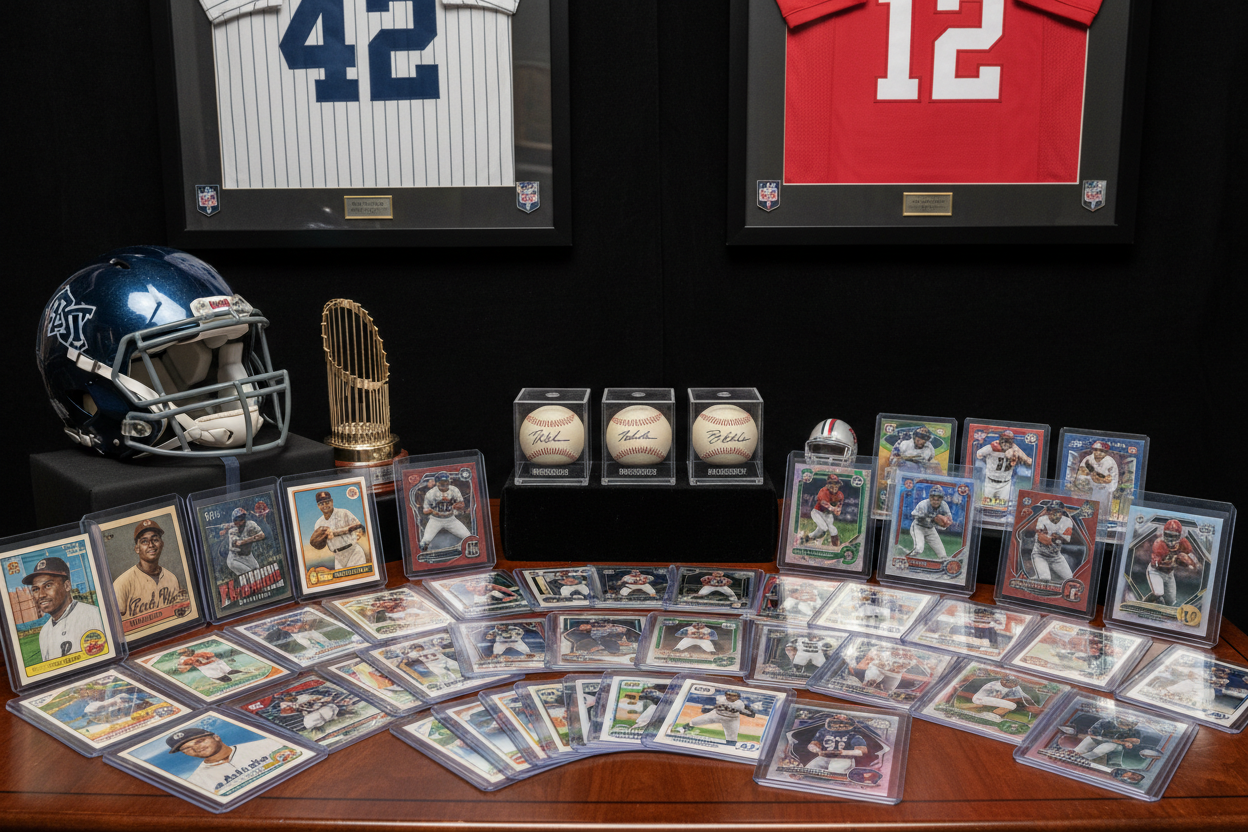 football and baseball memorabilia and cards
